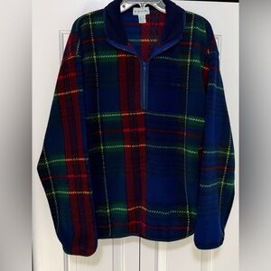 Izod *Rare Vtg Colorful Fleece Zip Polyester Mens Medium Plaid Sweater POCKETS